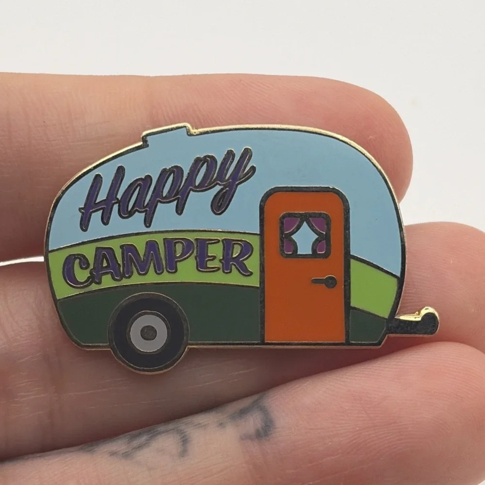Happy Camper Pull Behind Cute Camping Lapel Hat Pin